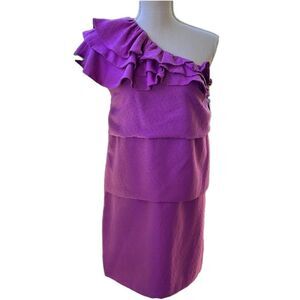 NWT Collective Clothing Red Ruffle Tiered One Shoulder Dress Fiesta